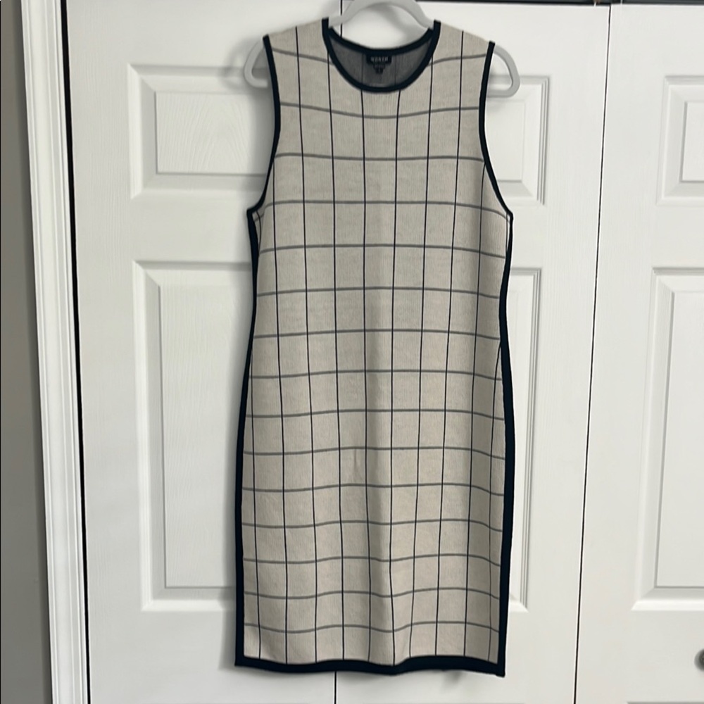 Worth Navy and Cream Sheath Midi Dress for Work